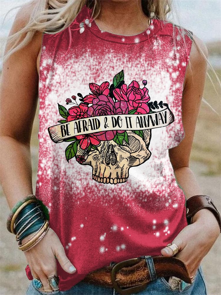 Be Afraid & Do It Anyway Bleached Tank Top