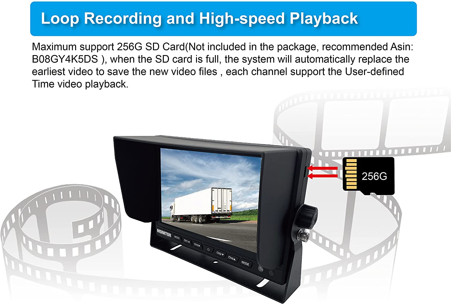 VECLESUS VMQD 1080P HD DVR Recording Wired Backup Camera with 7” IPS