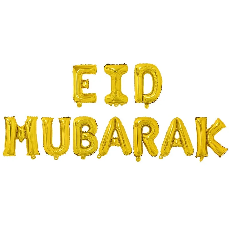1Set Eid Mubarak Letter Foil Balloons Ramadan Kareem Decorations Banner Star Moon Helium Globos Muslim Islamic Party Supplies