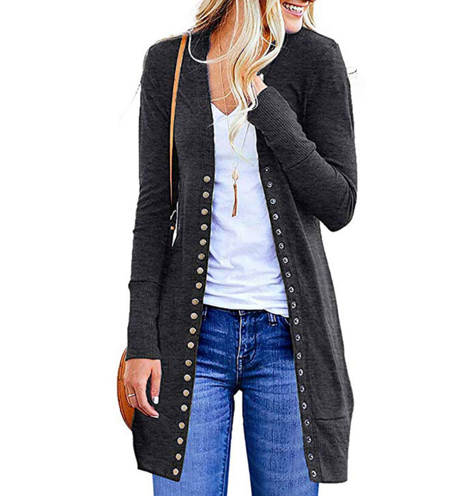 11 Colors Solid Casual Buttoned Long Sleeve Cardigan