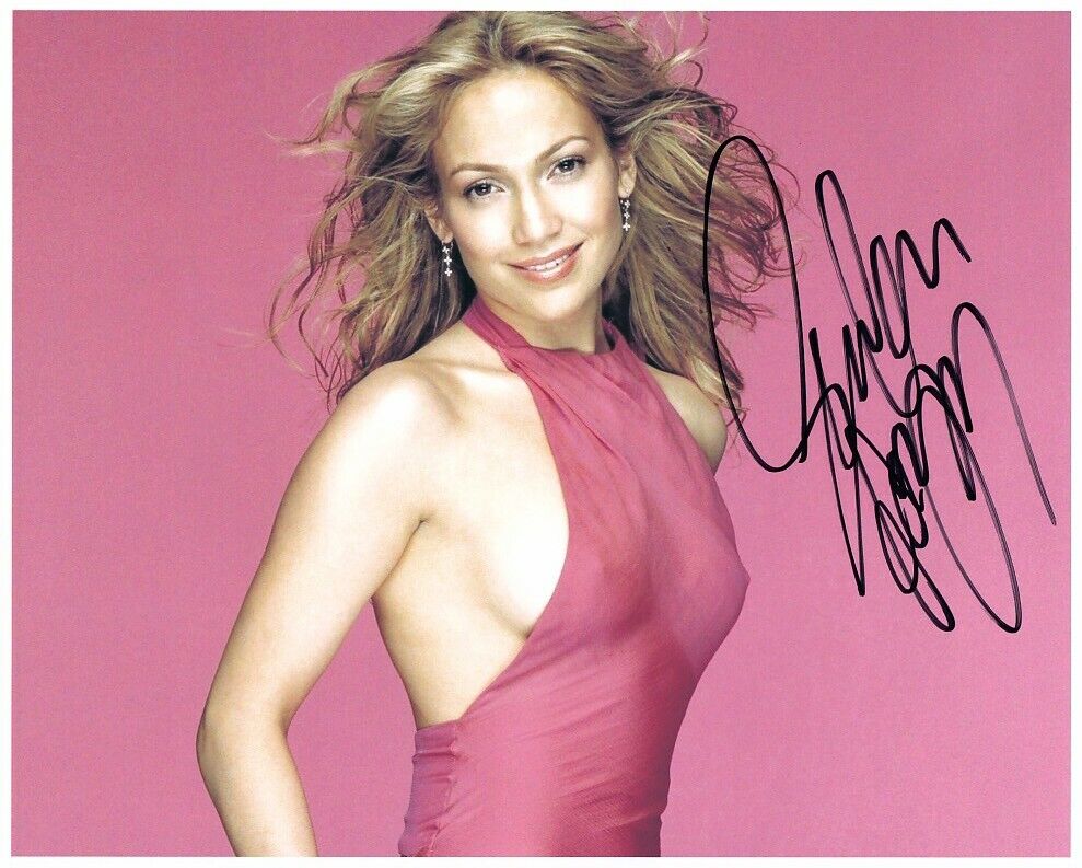 JENNIFER LOPEZ signed YOUNG SEXY 8x10 COLOR CLOSEUP w/ coa BUSTY ERECT NIPS HOT