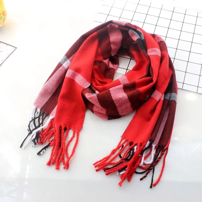 Autumn And Winter Children’s Scarf Scarf Dual-use Autumn And Winter Warm Baby Cashmere Scarf Plain Plaid Women’s Scarf