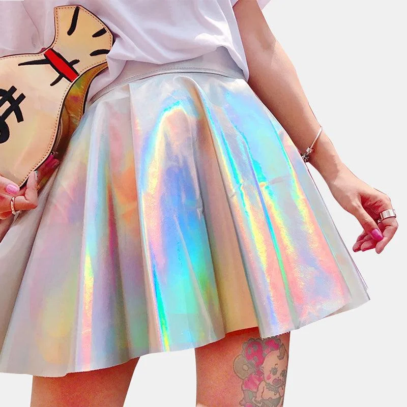 Silver Metallic A-line Mini Skirt