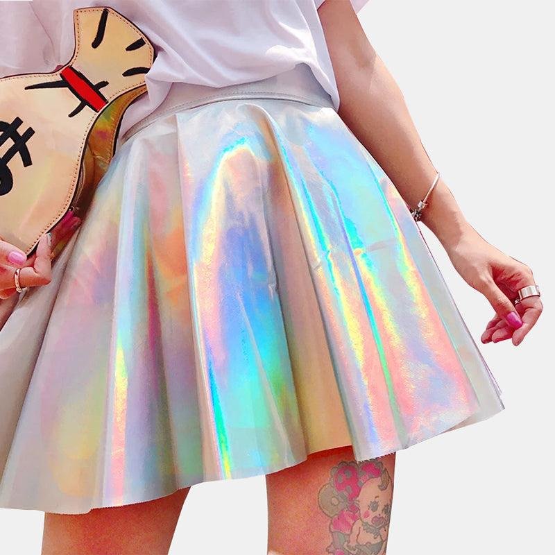 Silver Metallic A-line Mini Skirt