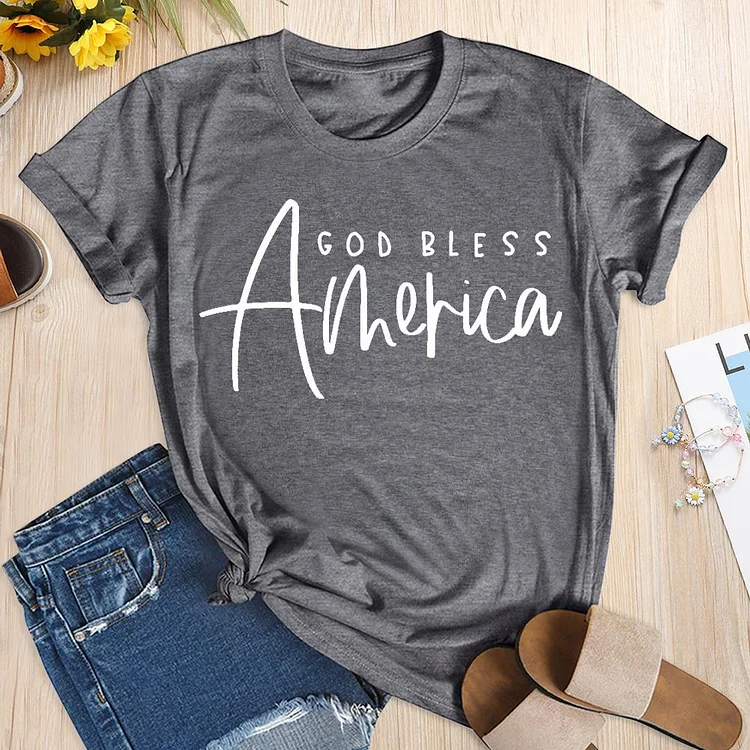 Independence Day Print America Letter T-shirt Tee