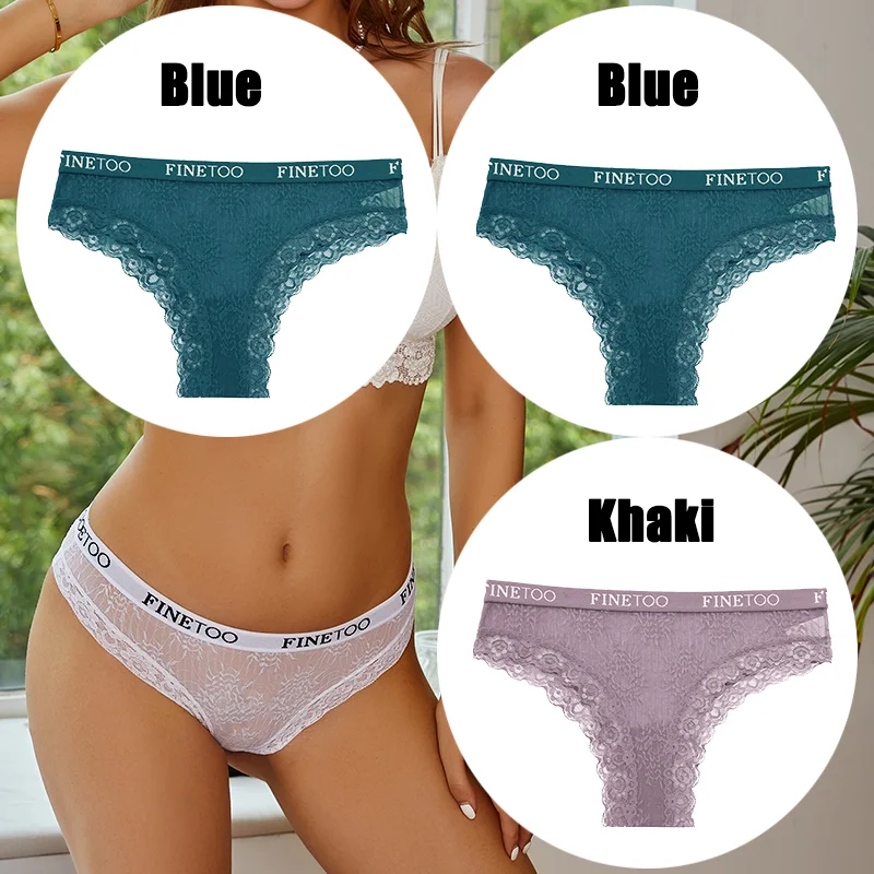 Billionm FINETOO Women Sexy Lace Panties Floral Perspective Underwear Intimates Brazilian Pant Female Breathable Thong Soft Lingerie