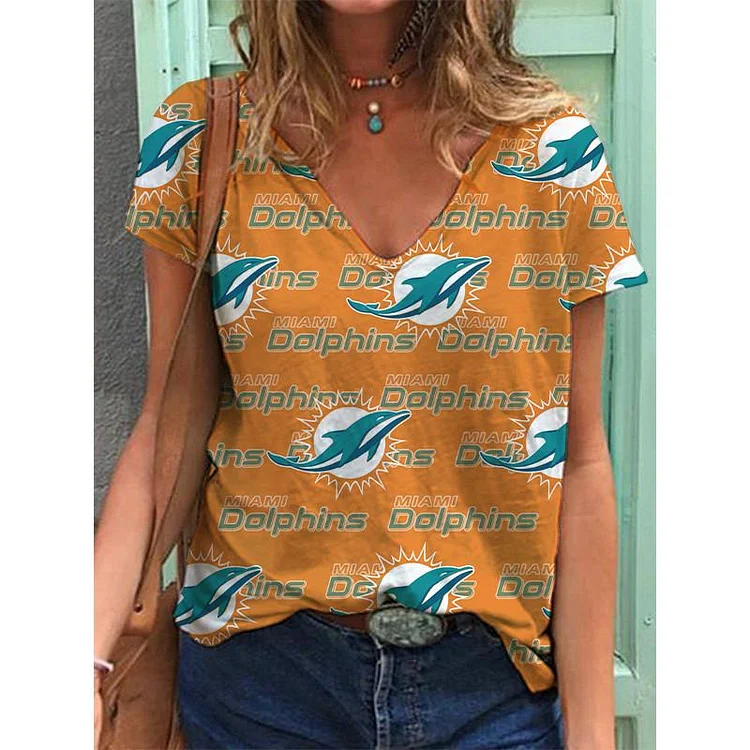Miami Dolphins Lightweight Short Sleeve V-Neck T-Shirt