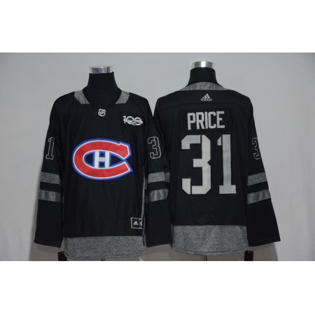 Montreal Canadiens #31 Carey Price Black Men's 1917-2017 100th  Anniversary   Stitched NHL Jersey