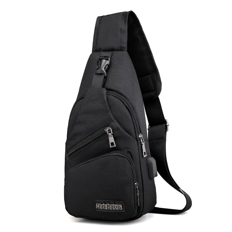 Men's Shoulder Bags USB Charging Crossbody Bags Male Anti Theft Canvas Shoulder Bag School Casual Short Trip Travel Bag 2020