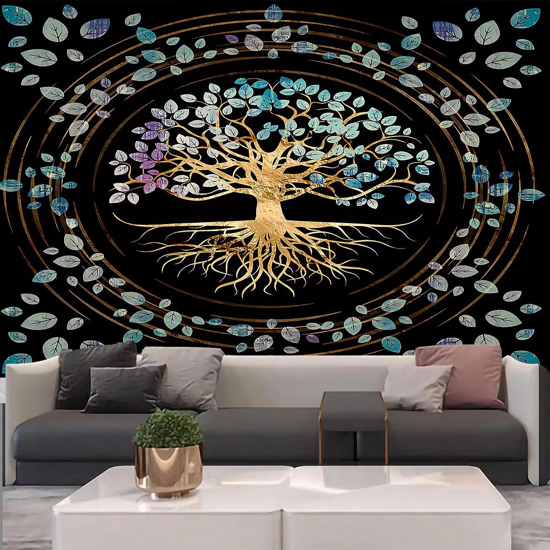 Mysterious Life Tree Home Decoration Tapestry Mandala Psychedelic Scene Wall Tapestry Bohemian Decorative Sofa Blanket Yoga Mat