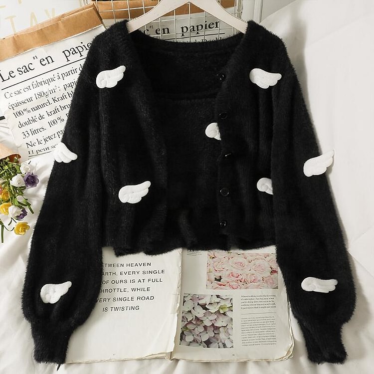Angel Wings Sling Top and Cardigan Set