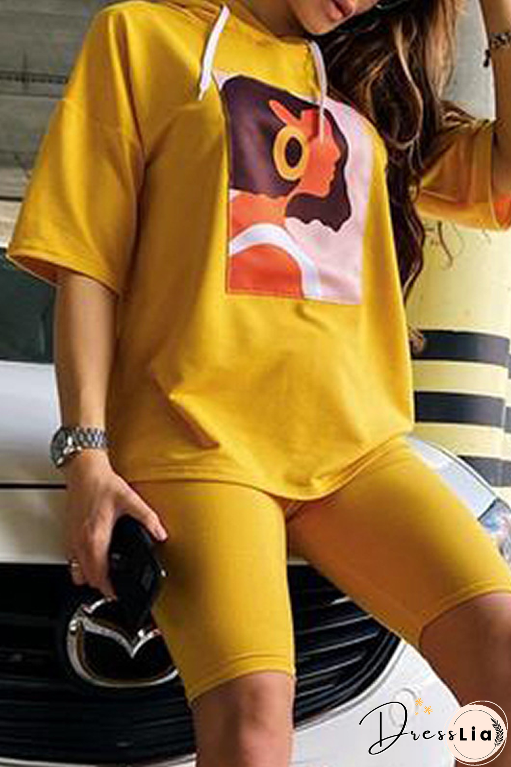 Cartoon Print Hoodie Two Pieces Sets