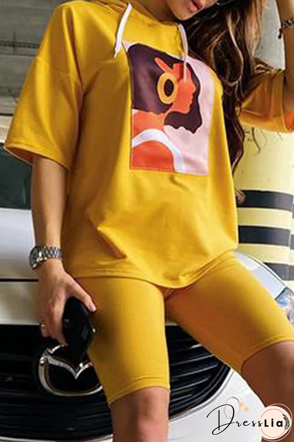 Cartoon Print Hoodie Two Pieces Sets