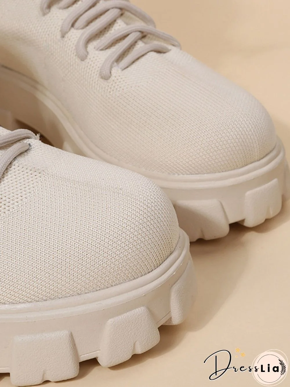 Versatile Platform Lace-Up Casual Black Short Flyknit Sock Boots