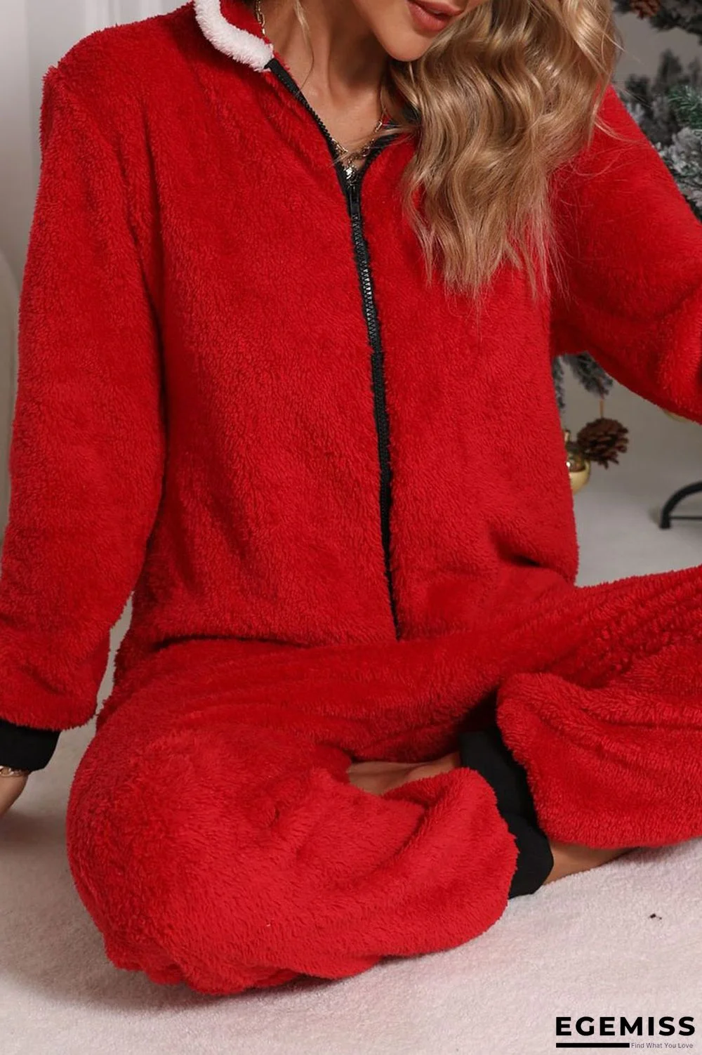 Red Casual Solid Patchwork Zipper Hooded Collar Loose Jumpsuits | EGEMISS