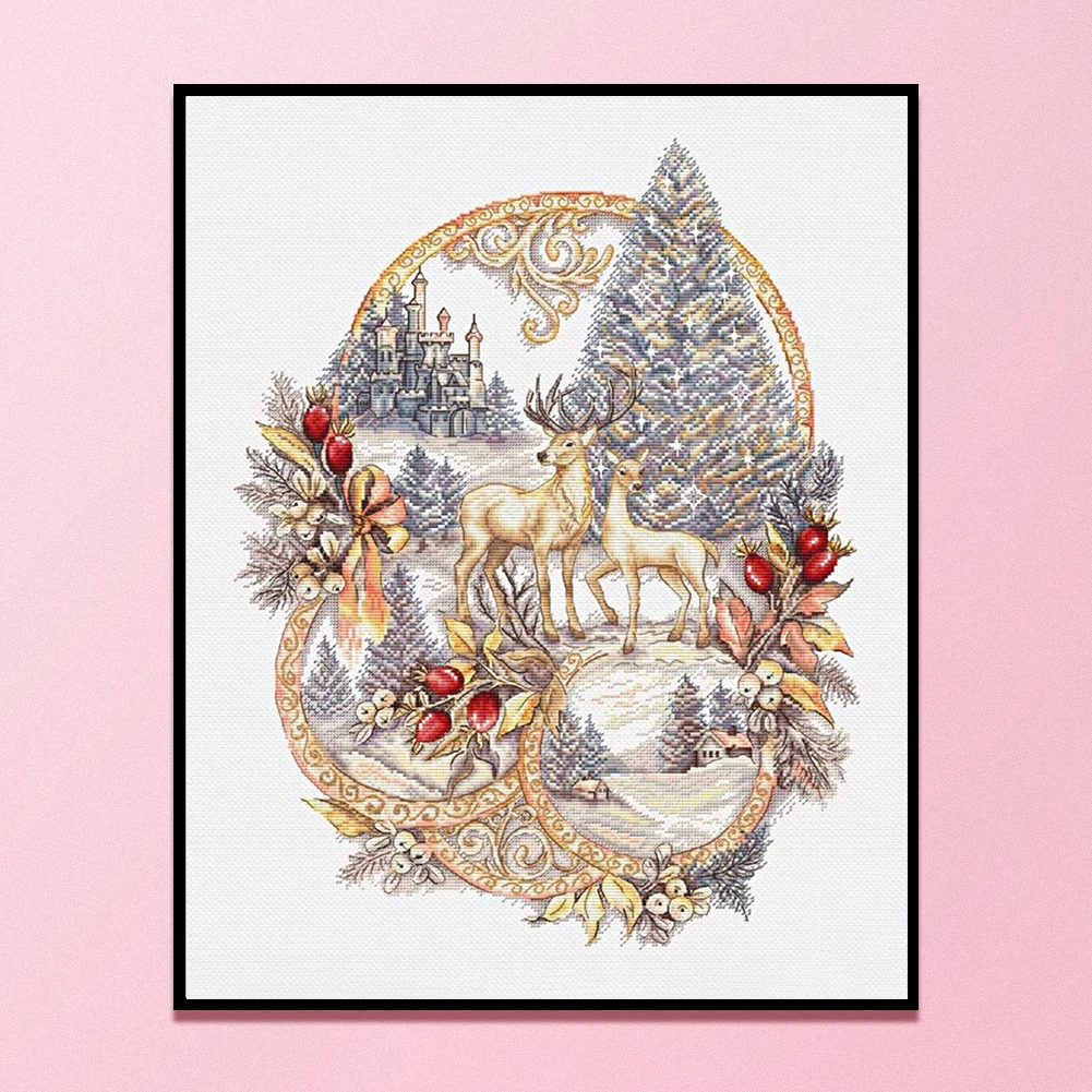 14CT Counted Cross Stitch - Reindeer(Canvas|40*50CM)