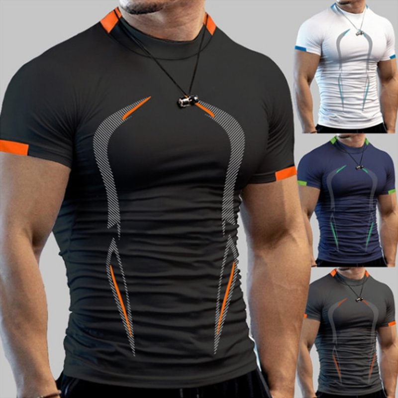 Men's Fitness Training Breathable Quick Dry Sports Short Sleeve