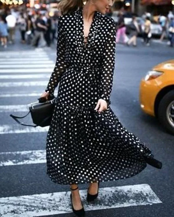 V-NECK BOHEMIA STYLE FASHION VACATION DRESS