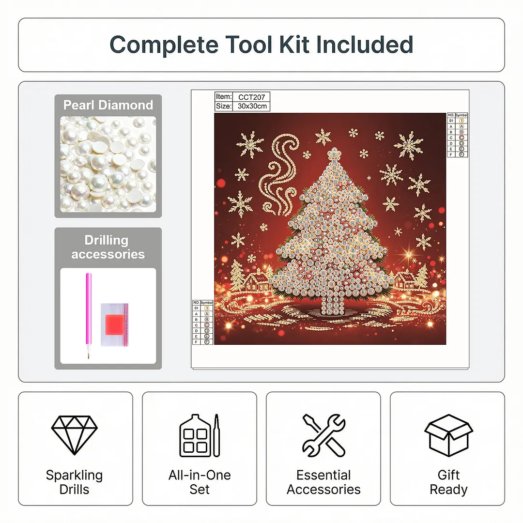 Tree DIY Pearl Painting Bead Art Kit Frameless Canvas 30x30cm