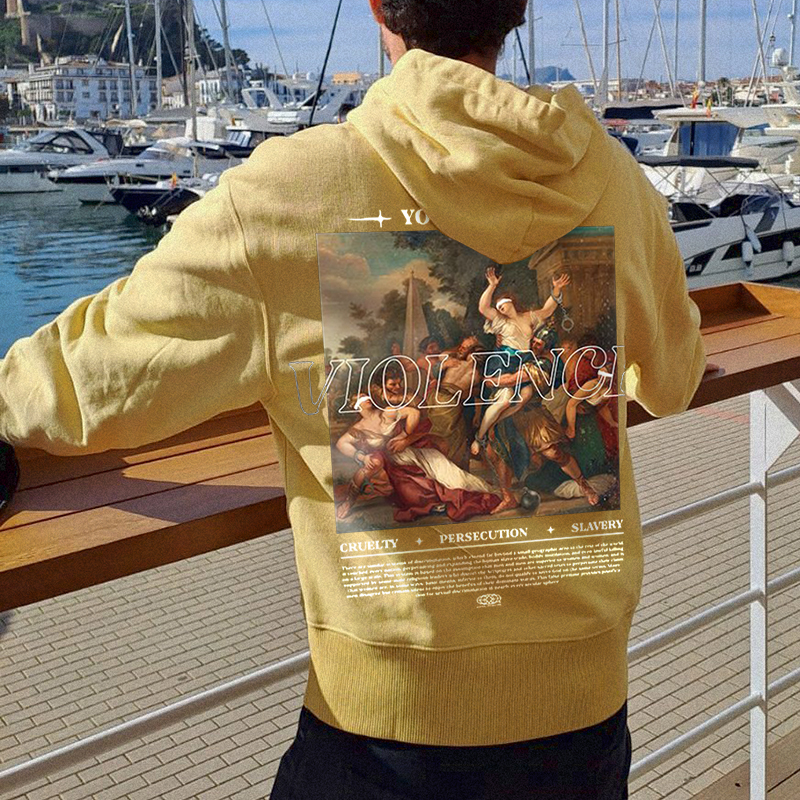 Famous Painting Letter Print Hoodie