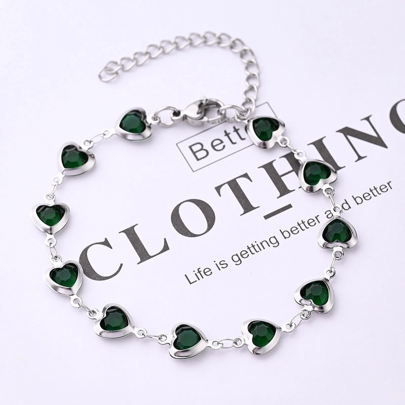 Ethnic Style Classic Style Artistic Heart Shape Simple Transparent 304 Stainless Steel Glass Bracelets In Bulk