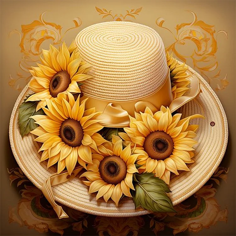 Sunflower and Hat - Full Square(Partial AB Drill) - Diamond  Painting(45*45cm)