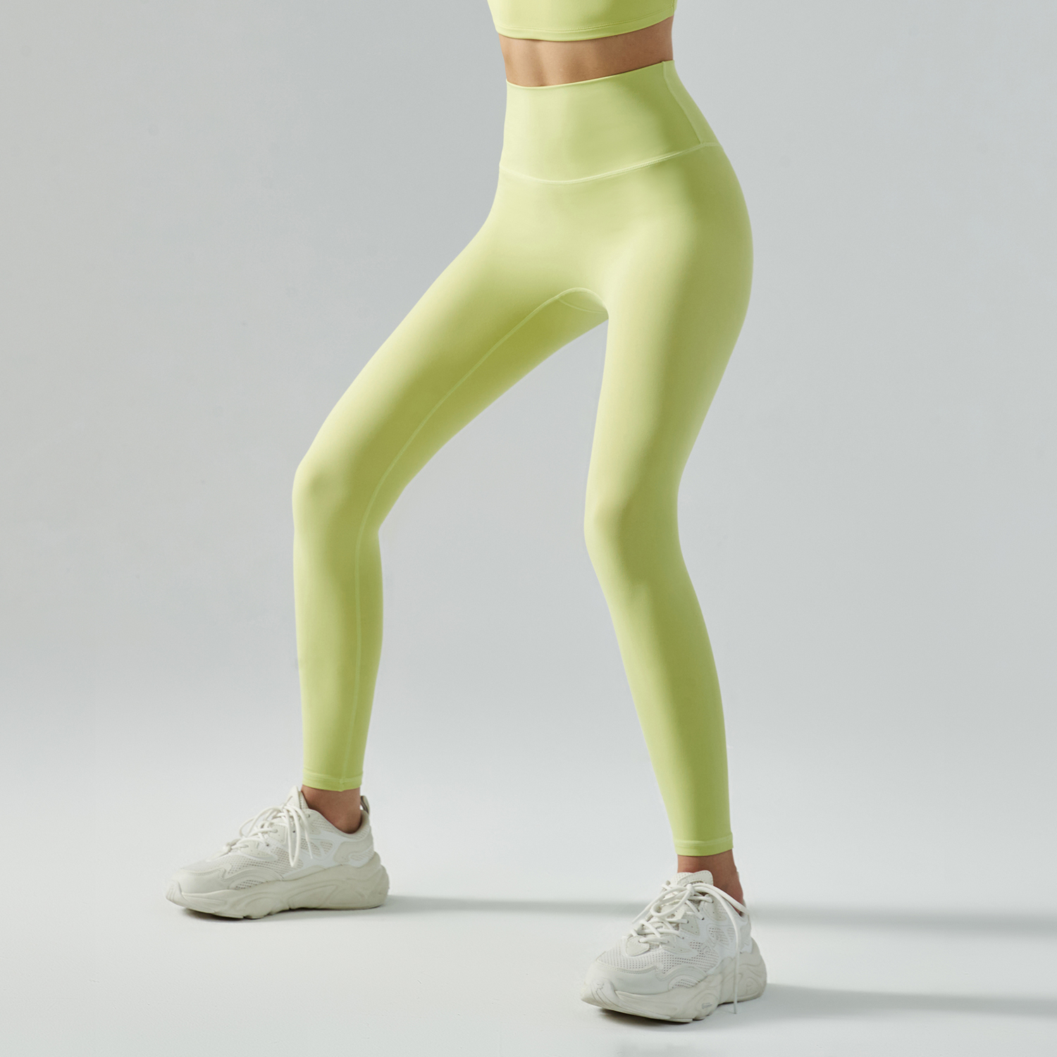 Buy different colors and types of high waisted butt lifting comfort stretchy yoga leggings without front seam on Hergymclothing Lime Green