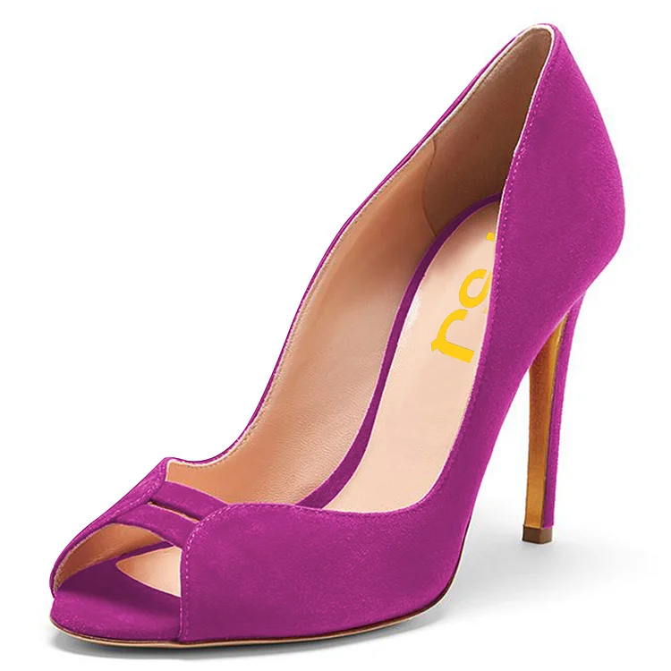 Purple Peep Toe Stiletto Heels Pumps for Office Lady |FSJ Shoes