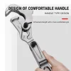 12 Inch 10-44mm Universal Pipe Wrench Open End Spanner Set Alloy Steel Non-slip Adjustable Snap Wrench Plumber Multi Repair Tool