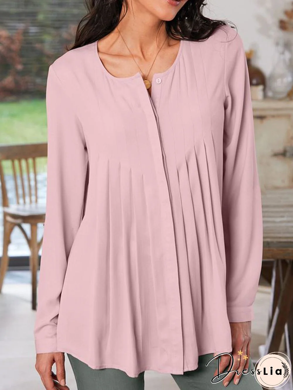 Crew Neck Plain Loose Tops