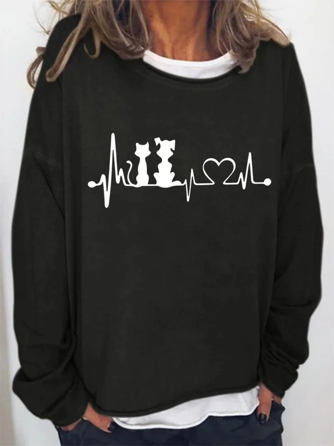 Heartbeat Printed Funny Long Sleeve Top