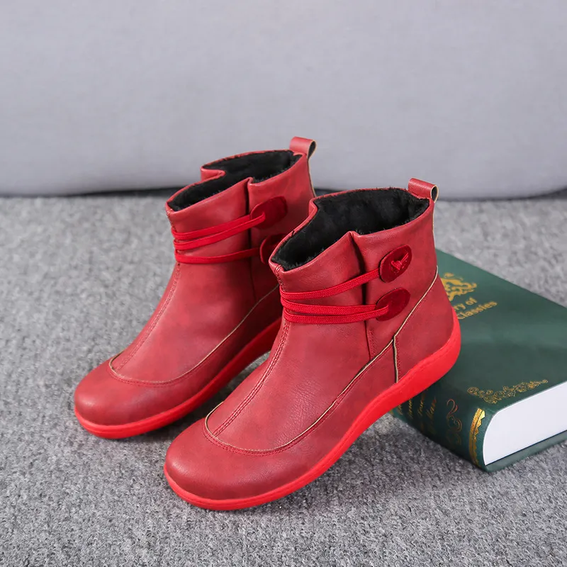Breakj Breakj New Flat-Bottomed Plus Velvet Lady Warm Short Boots Winter New Martin Boots Yingfeng Ms. Short Boots