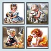 Vie d&rsquo;animaux de compagnie fille-plein diamant rond peinture-30 * 30cm