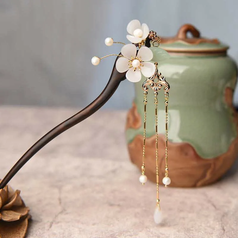 Ebony Flower Protection Blessing Hairpin