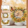 Acrylic Special Shape Sunflower Butterfly Diamond Painting Clock Handicraft