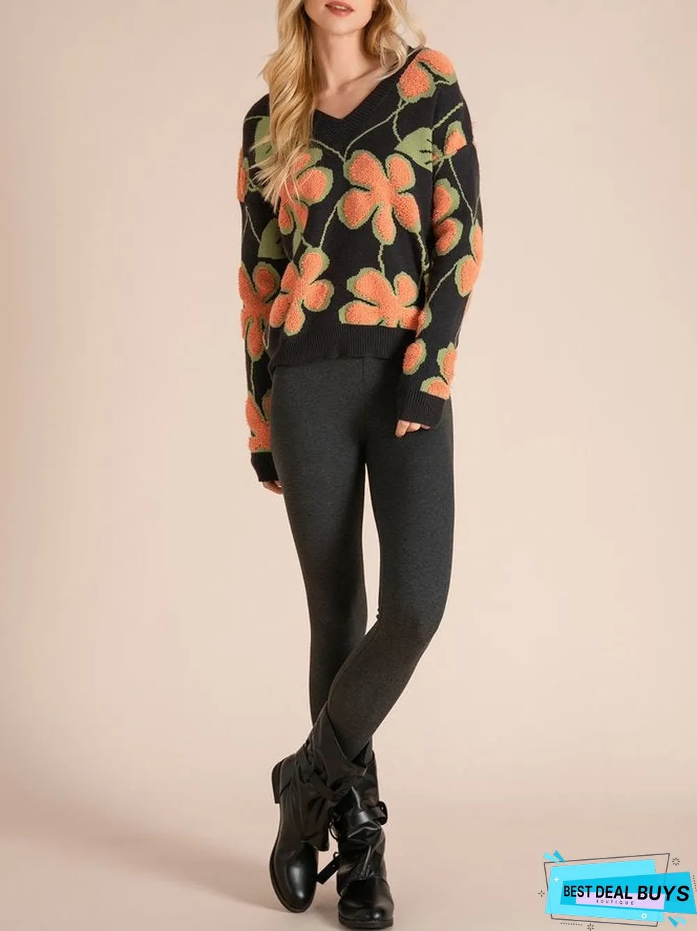 Cotton-Blend Long Sleeve Sweater