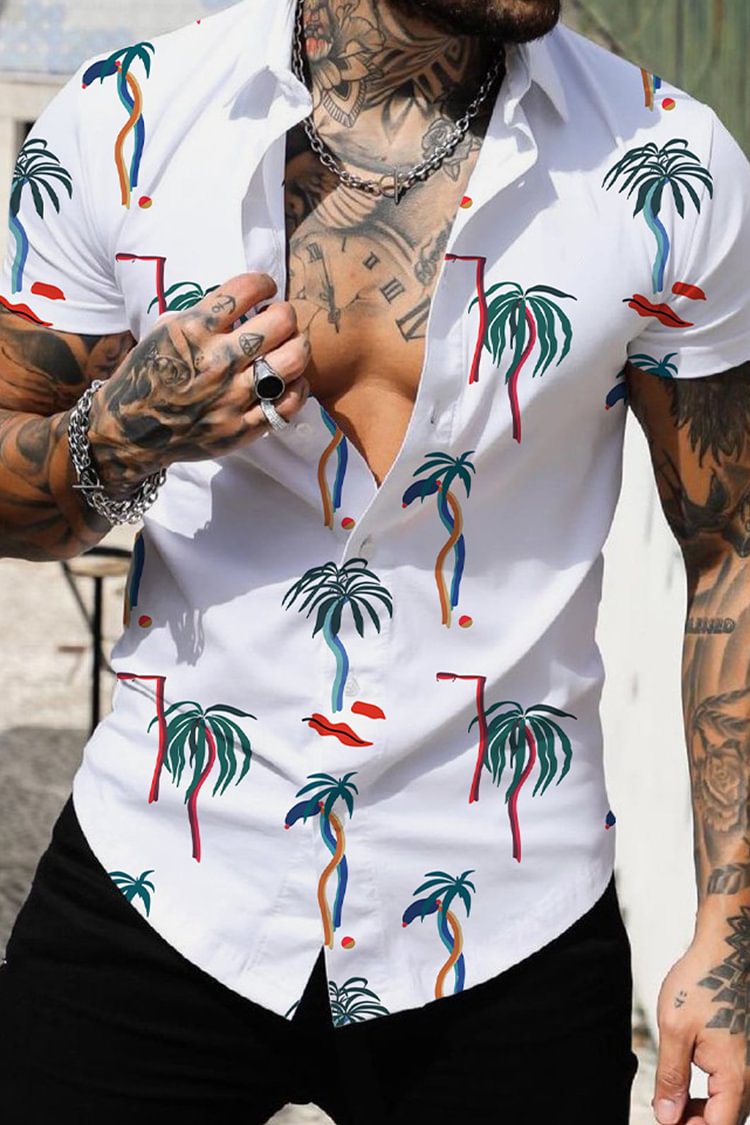Summer Coconut Print Short-Sleeved Shirt