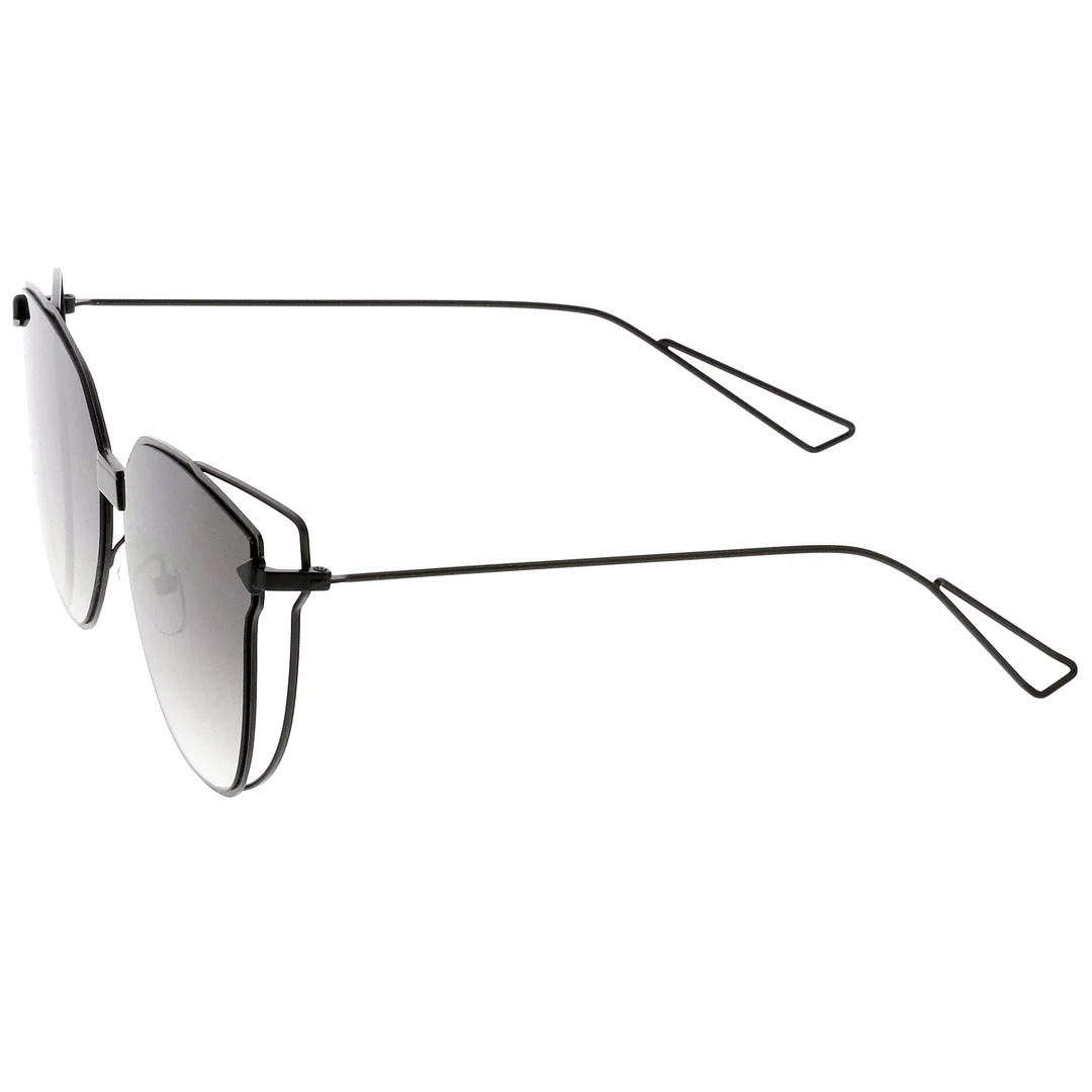 Oversize Cat Eye glasses With Tinted Flat Lens And Wire Arms 59mm