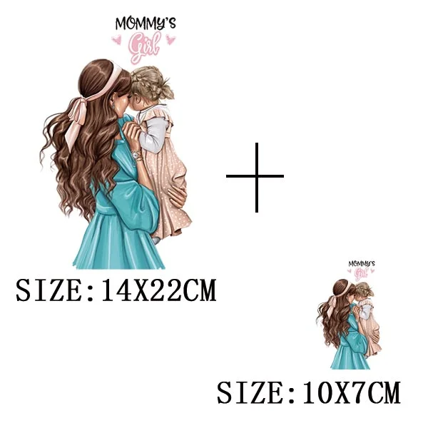 Mom&Baby Iron On Transfer For Woman Clothing DIY Washable Thermal Stickers On T-shirt Lovely Design Appliqued Patches On Clothes