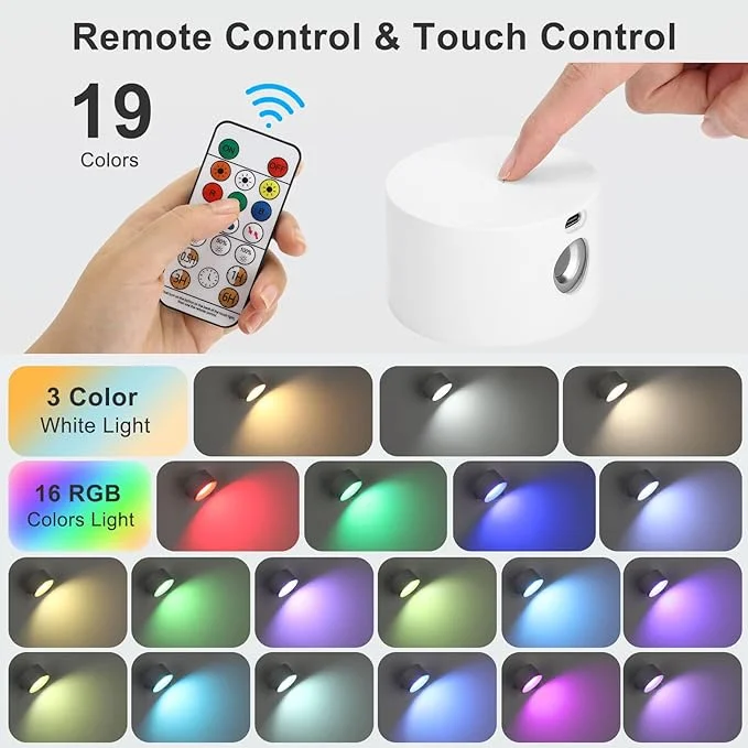 Aisuo LED Wall Light, Touch & Remote Control Light, 7 Color