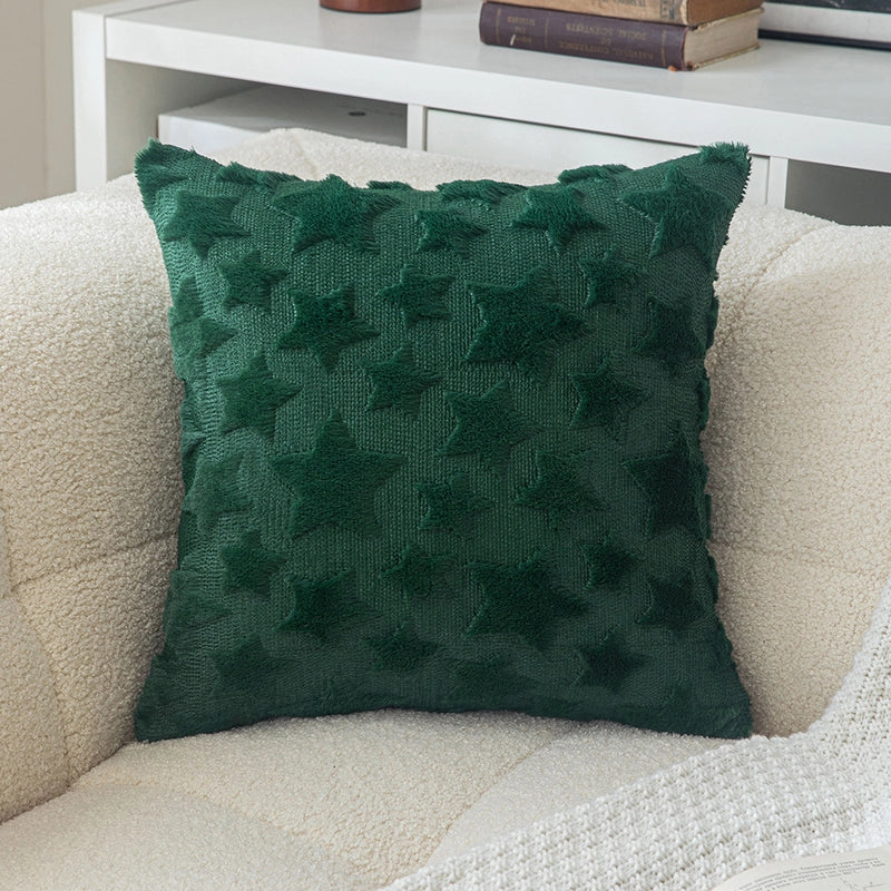 Christmas Pillow Case Plush Snowflake Christmas Tree Embroidered Hair Living Room Sofa Cushion Holiday Party Decorative Pillow Case