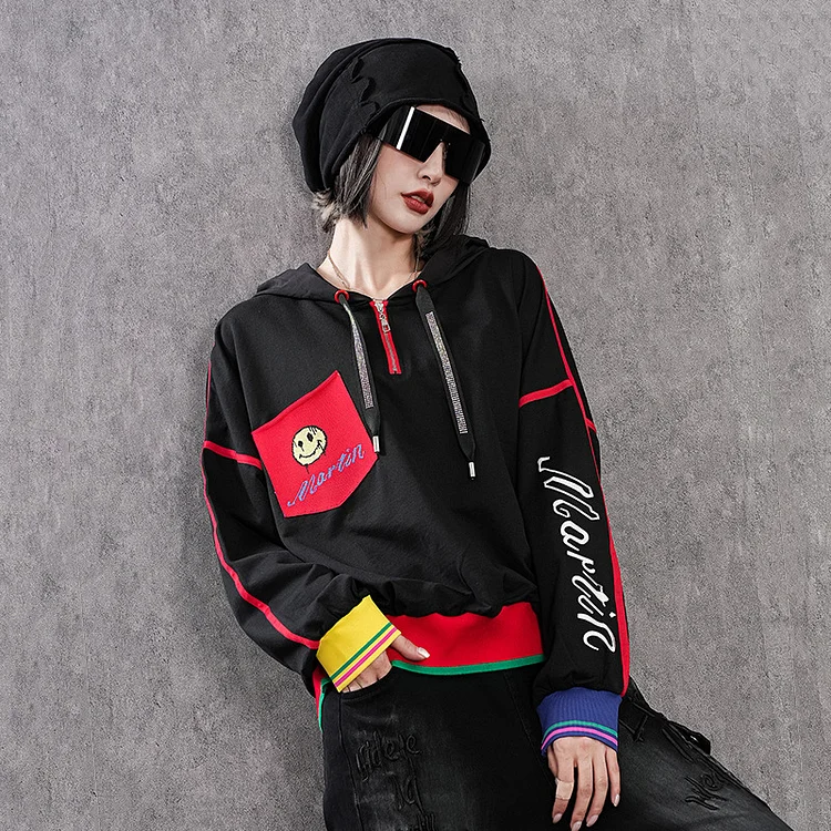 Niche Print Long Sleeve Sweatshirt - yankia