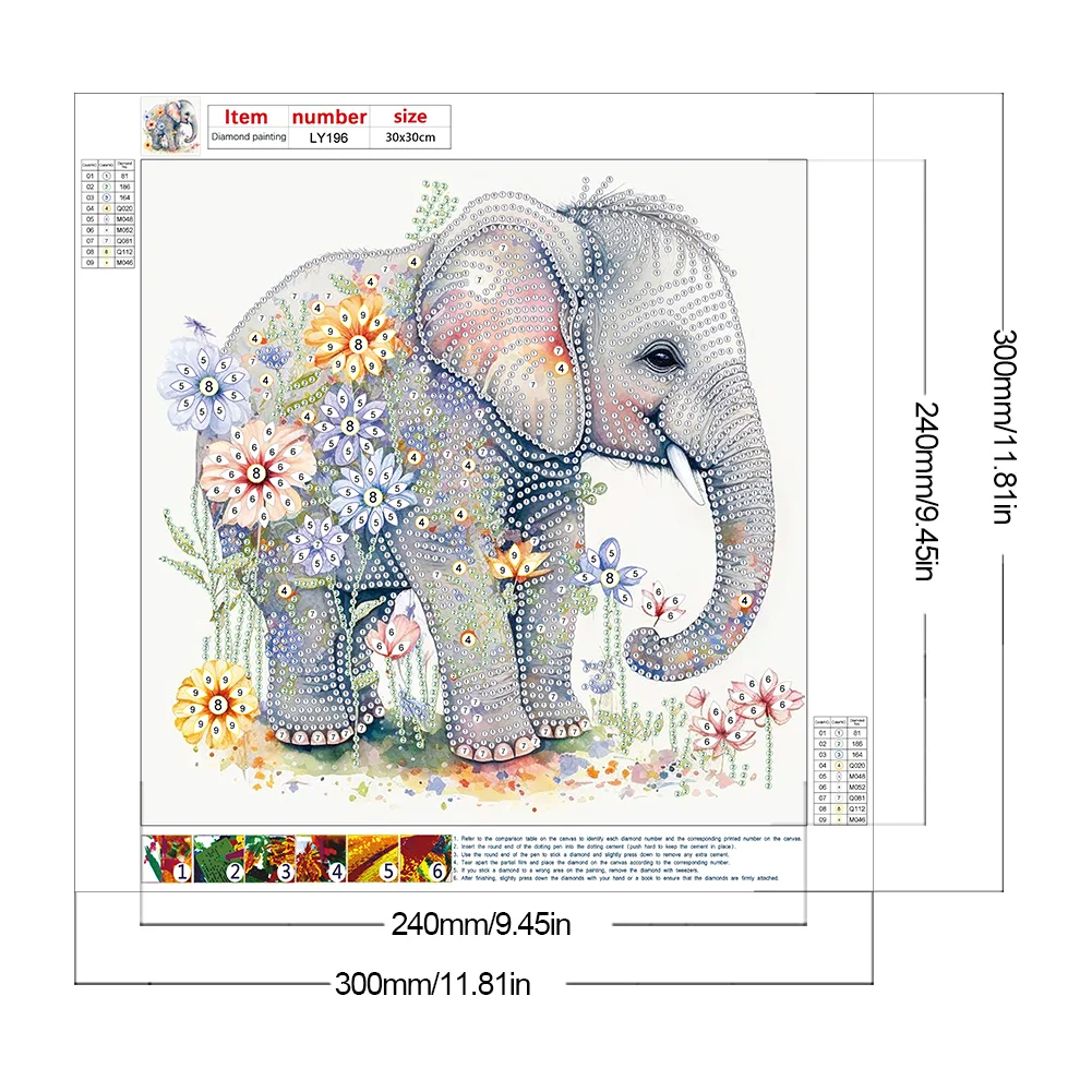 Diamond Painting - Partial Special Shaped Drill - Flower Elephant(Canvas|30*30cm)