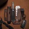 EDC Handmade Leather Multi-Function Tactical Tool Holster Wilderness Survival Storage Waist Bag