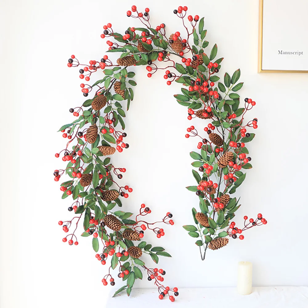 New Christmas red fruit rattan decoration garland hotel window decoration