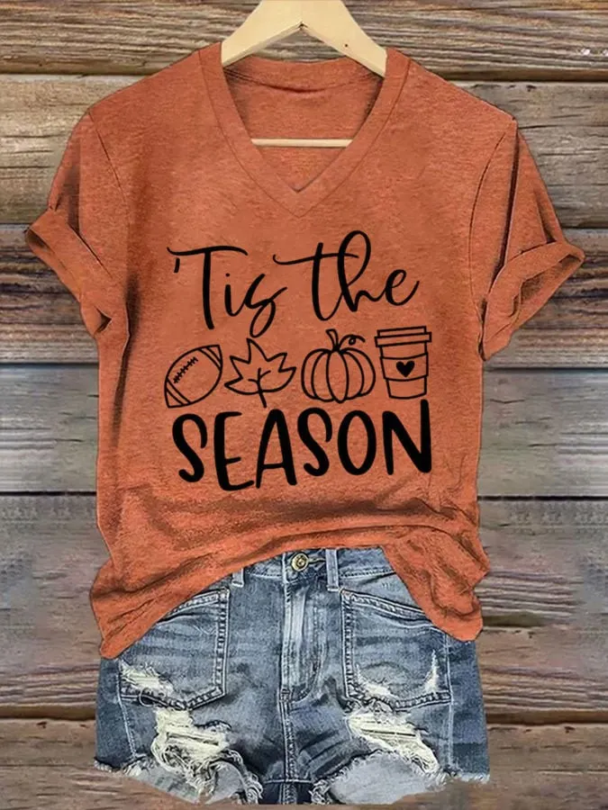 Women's Fall is the Season Printed Casual T-shirt 