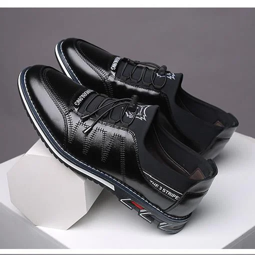 Men's real leather High quality elastic band Comfortable  business shoes shopify Stunahome.com