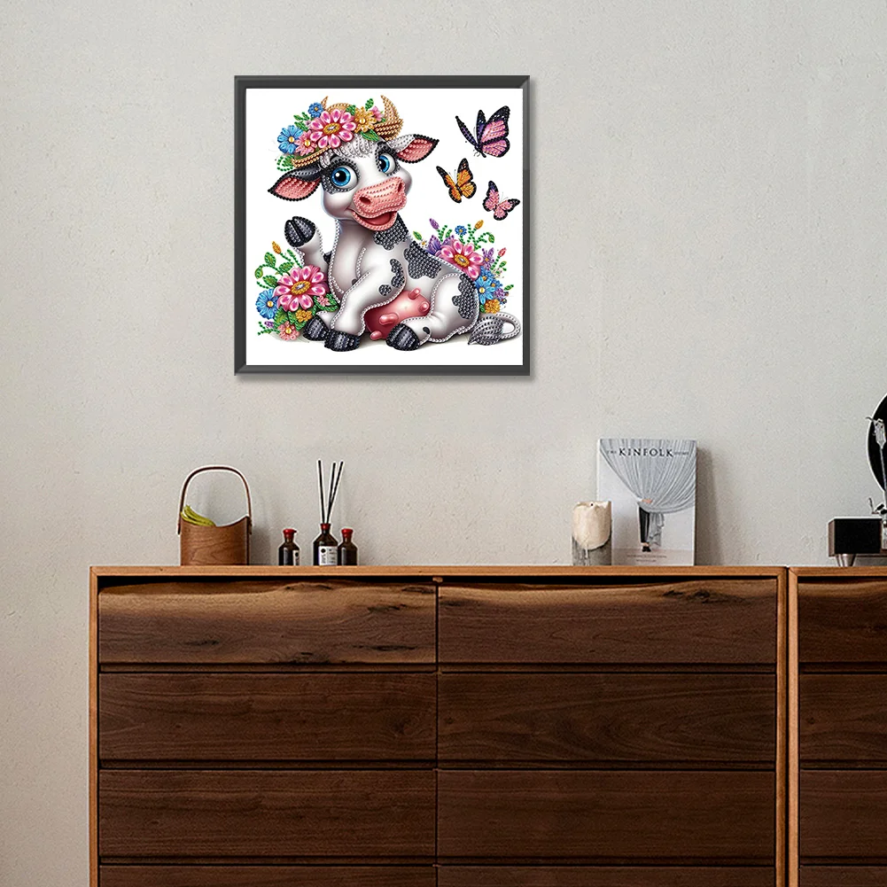 Diamond Painting - Partial Special Shaped Drill - Flower Cow(Canvas|30*30cm)