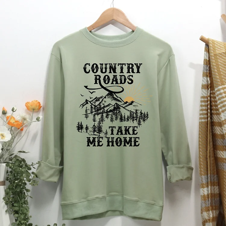 Country Roads Take Me Home Camping Women Casual Sweatshirt-Annaletters