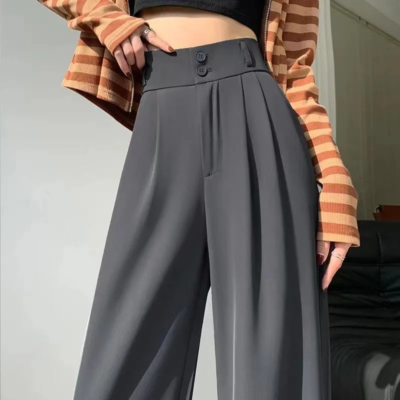 Athvotar Athvotar Pants Female Autumn 2024 New High Waist Pendant Straight Pear Shaped Pants Narrow Version Of The Floor Wide Leg Pants
